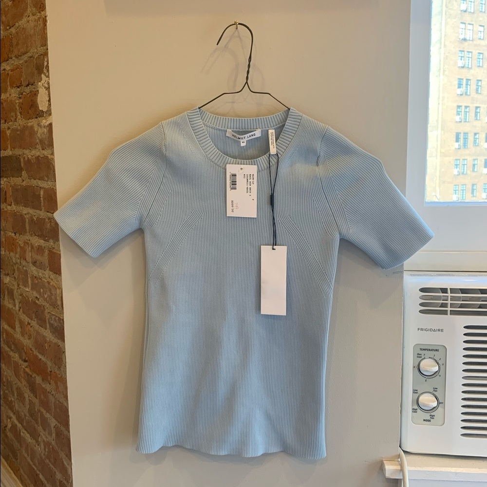 Helmut Lang Rib Knit Essential Tee Light Blue XS